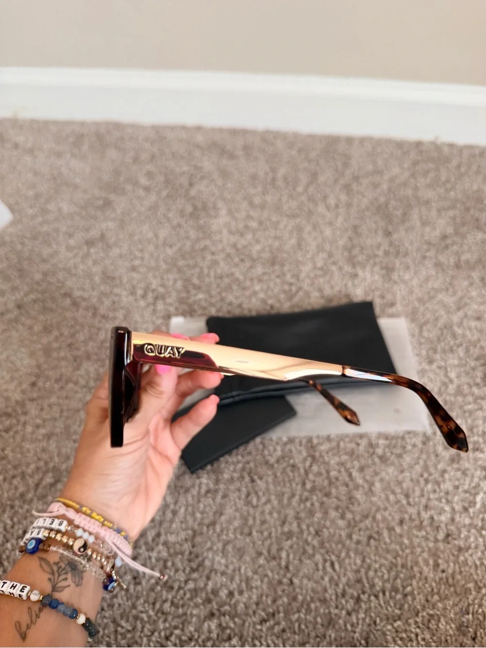 NIB QUAY Call The Shots Remixed Cat eye Sunglasses 43mm with brown lens